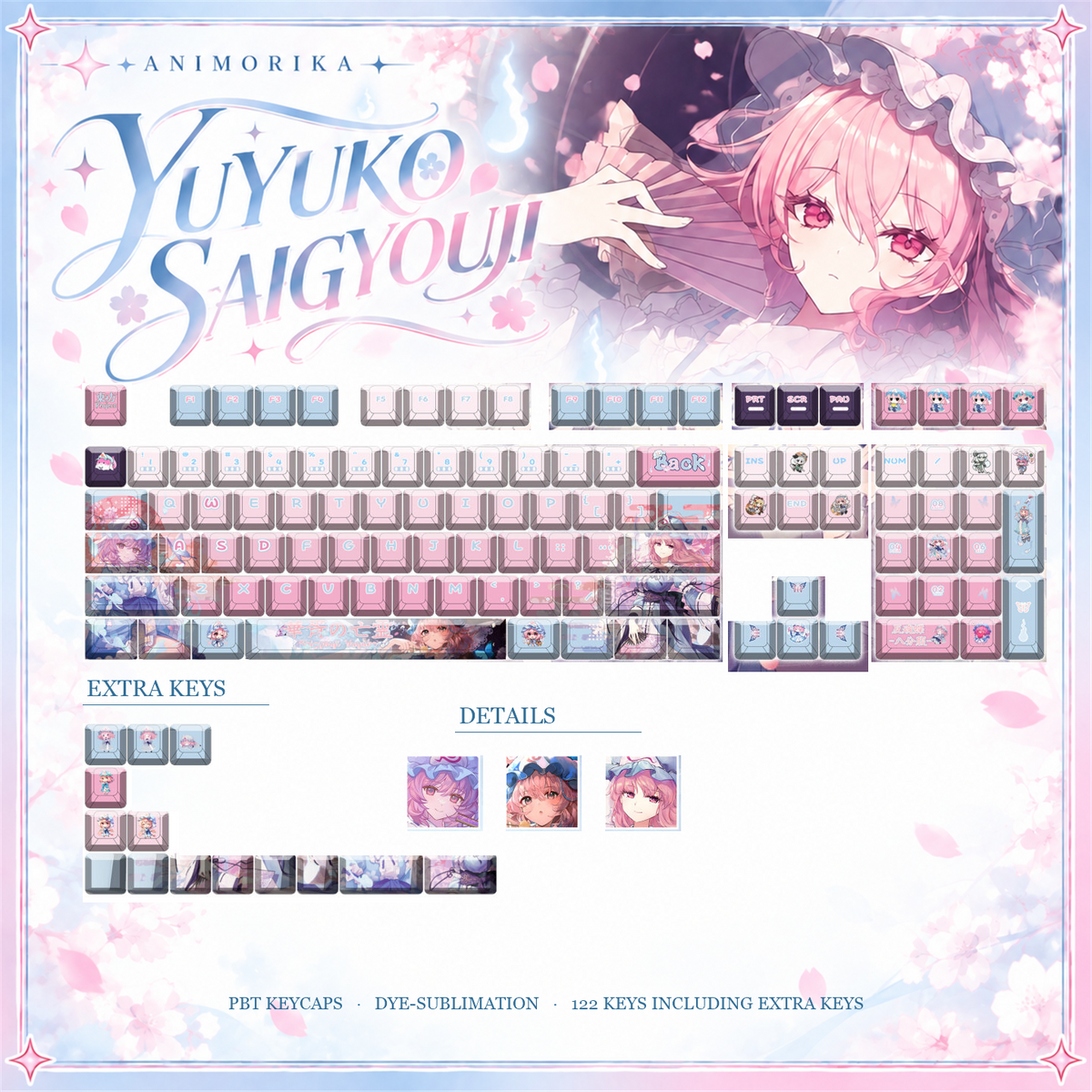 Saigyouji Yuyuko — Touhou Project 122-Key PBT Dye-Sub Keycap Set