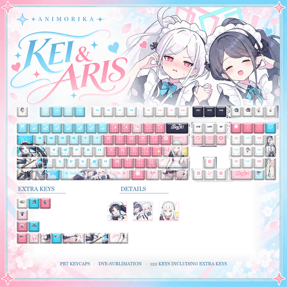 Alice & Kei — Blue Archive 122-Key PBT Dye-Sub Keycap Set