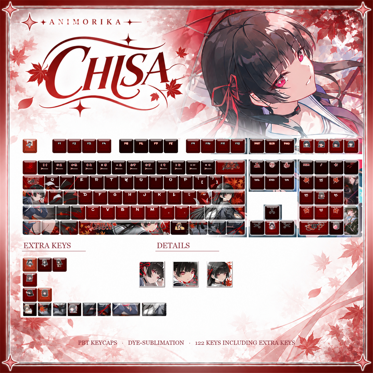 Kuchiba Chisa — Wuthering Waves 122-Key PBT Dye-Sub Keycap Set