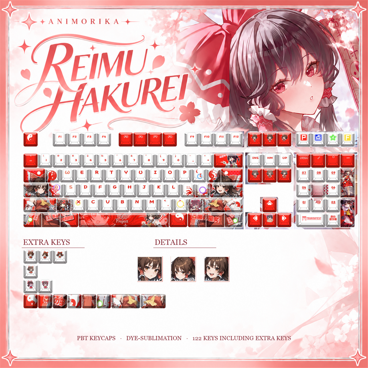 Hakurei Reimu — Touhou Project 122-Key PBT Dye-Sub Keycap Set