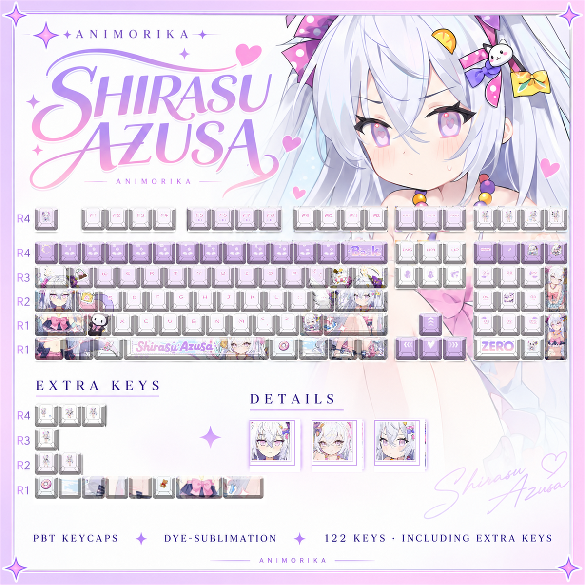 Shirasu Azusa — Blue Archive 122-Key PBT Dye-Sub Keycap Set