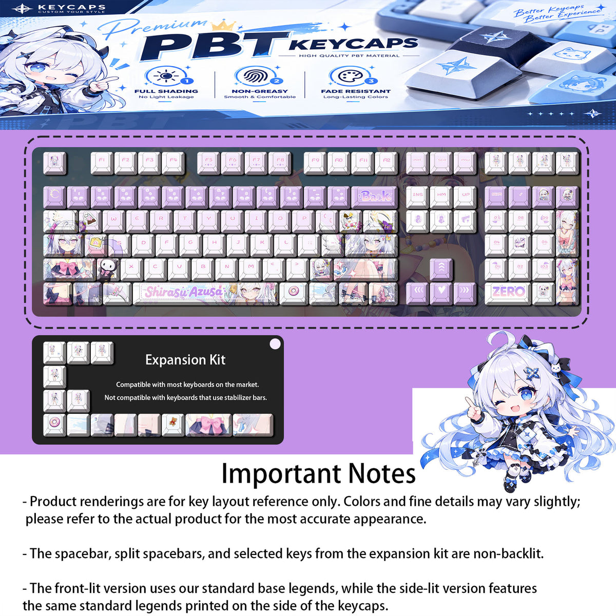 Shirasu Azusa — Blue Archive 122-Key PBT Dye-Sub Keycap Set