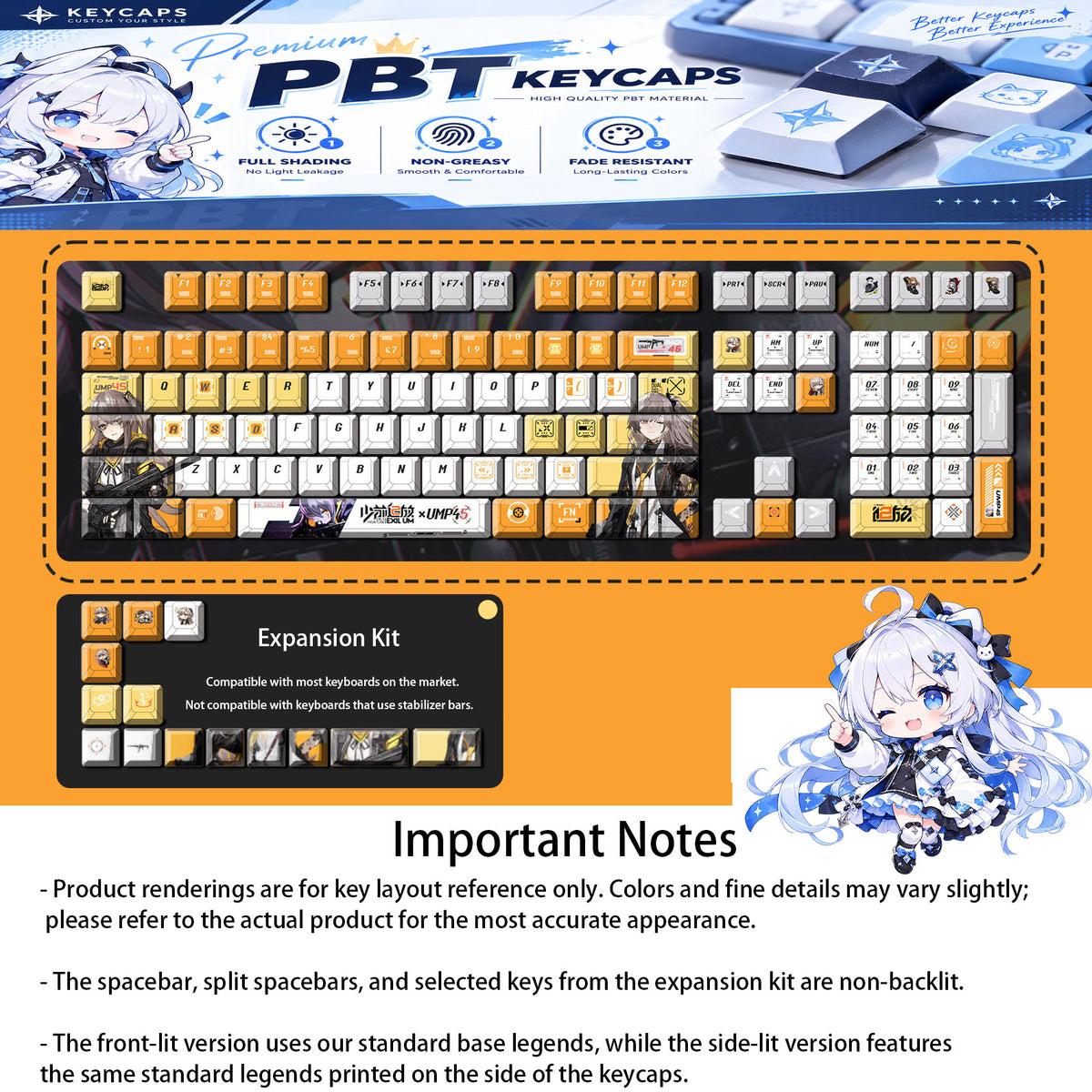 UMP45 Moya — Girls' Frontline 2: Exilium 122-Key PBT Dye-Sub Keycap Set