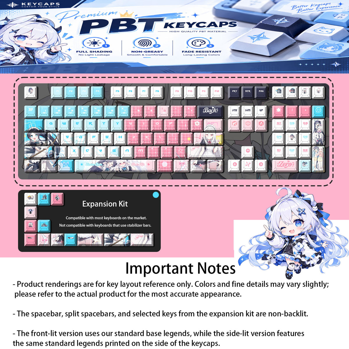 Alice & Kei — Blue Archive 122-Key PBT Dye-Sub Keycap Set