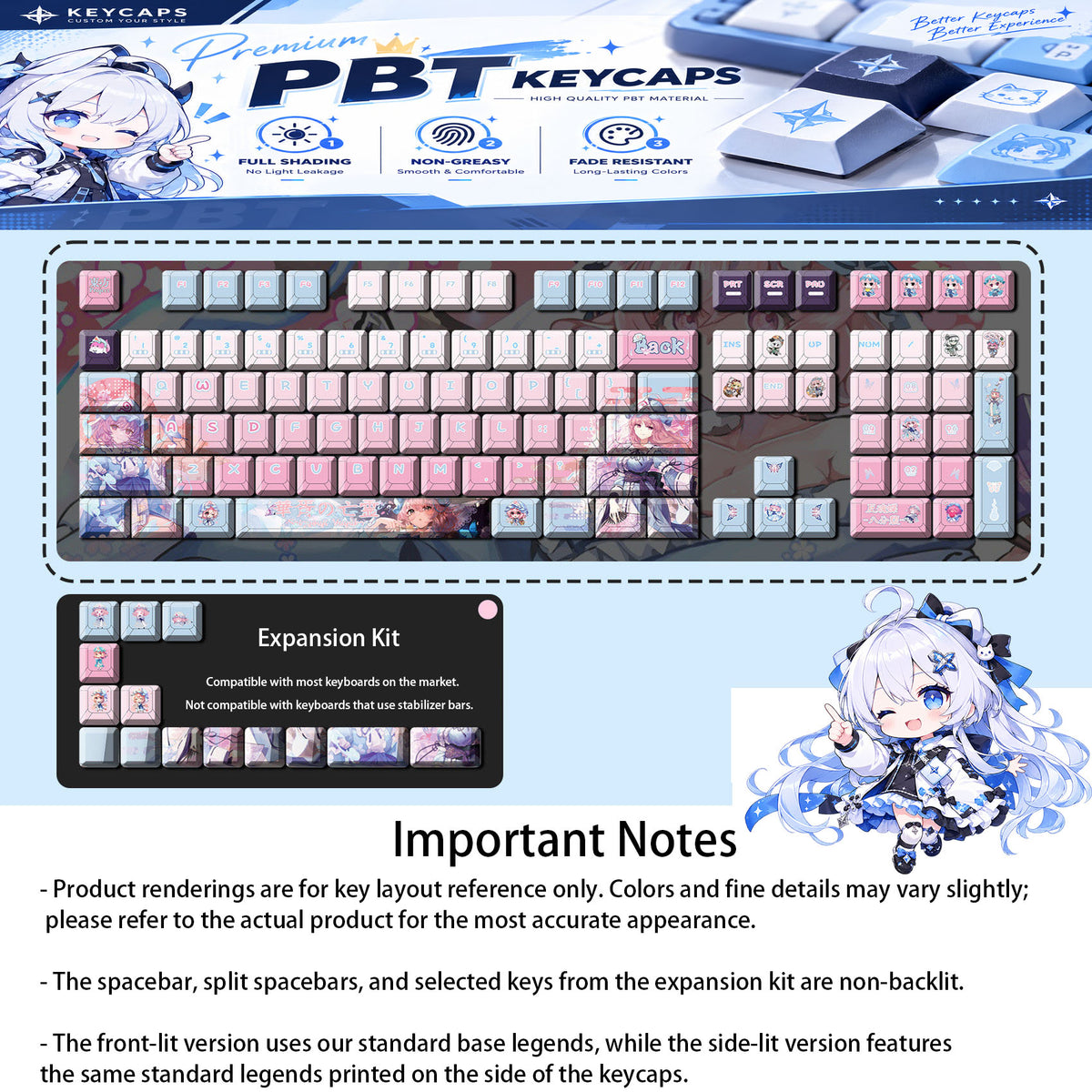 Saigyouji Yuyuko — Touhou Project 122-Key PBT Dye-Sub Keycap Set