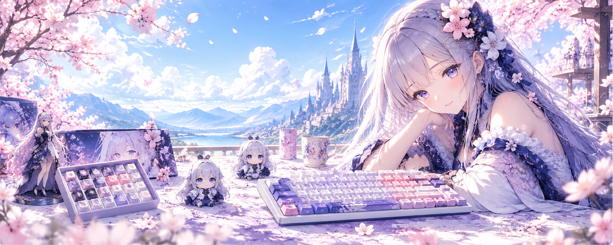 Anime-inspired keycap desk scene